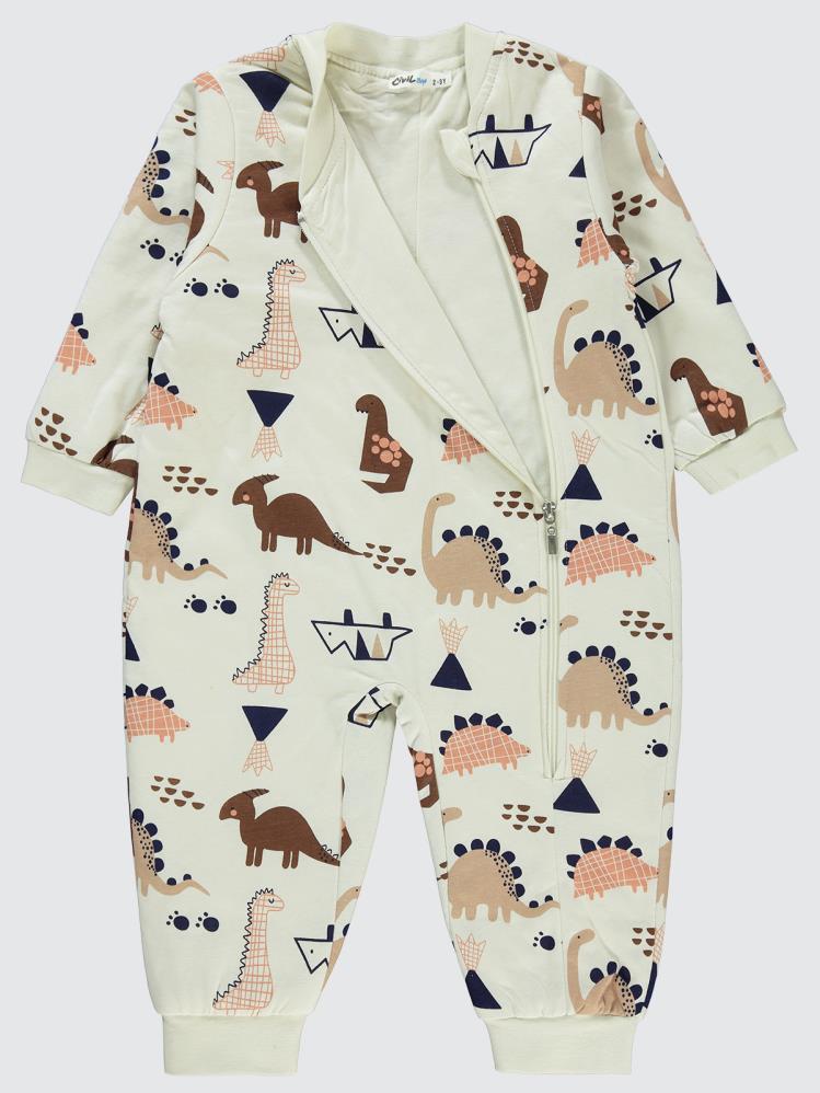 Civil Boys Çizgisel Dino Empirme 2-5 Yaş Uyku Tulumu - Bej