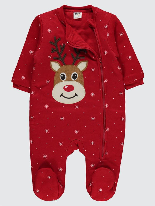 Civil Baby Noktalı Yıldız Empirme Patikli 6-9 Ay Uyku Tulumu - Kırmızı