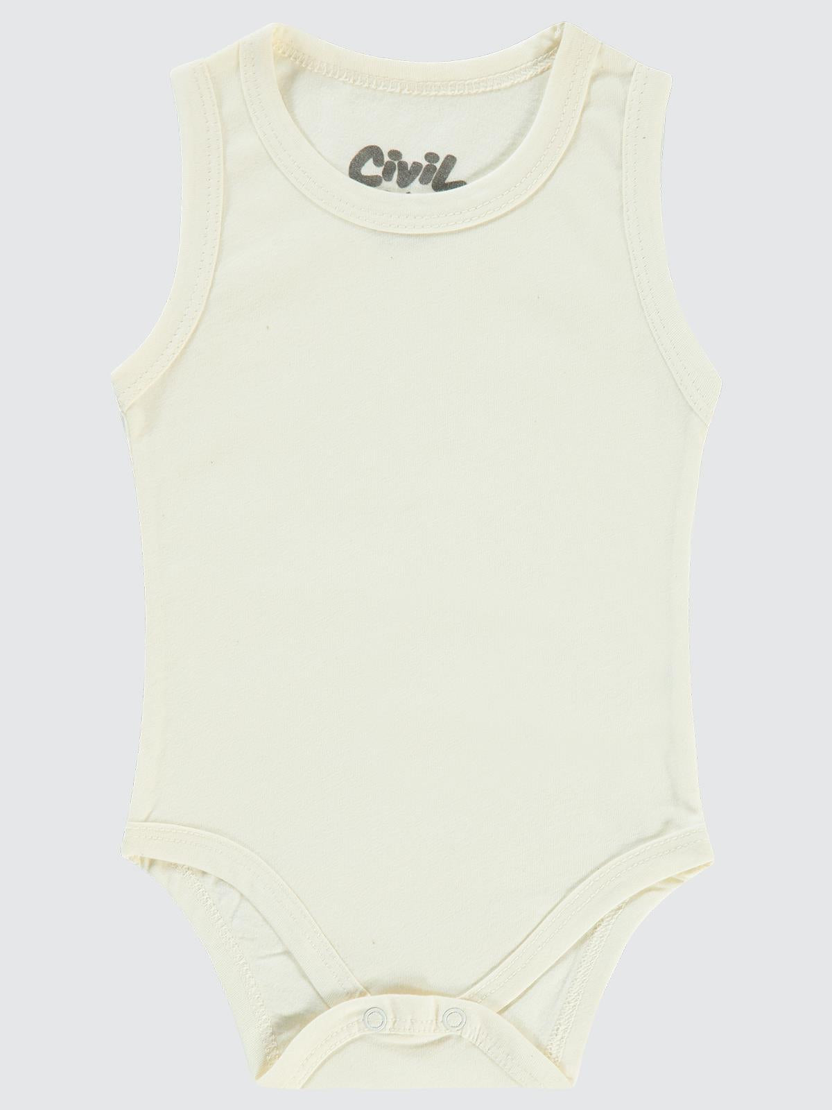 Civil Baby Basic Düz 1-18 Ay Çıtçıtlı Badi - Ekru