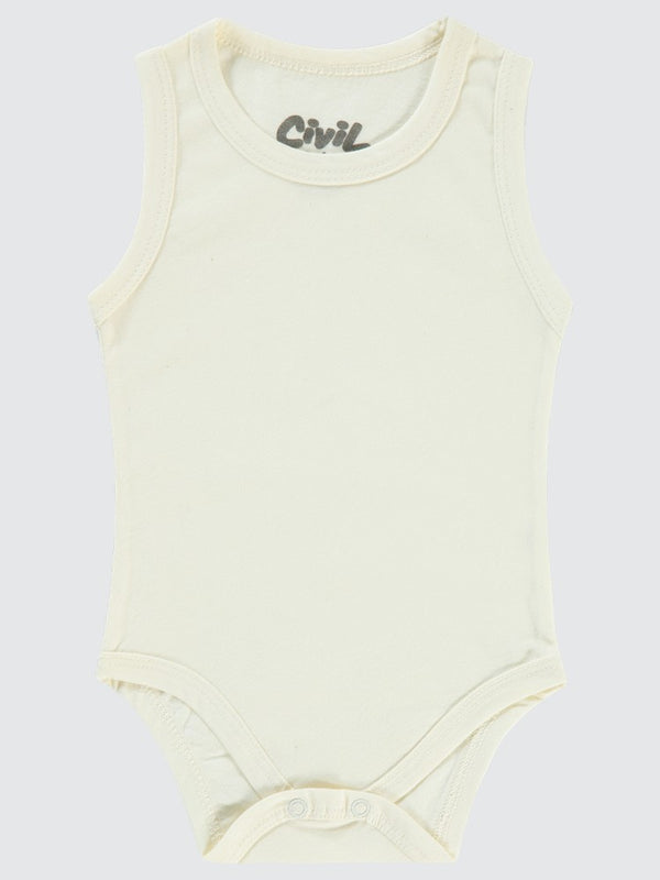 Civil Baby Basic Düz 1-18 Ay Çıtçıtlı Badi - Ekru