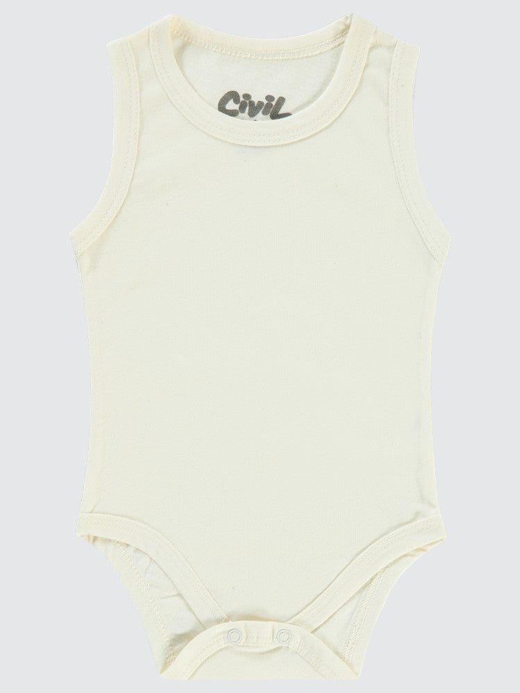 Civil Baby Basic Düz 1-18 Ay Çıtçıtlı Badi - Ekru