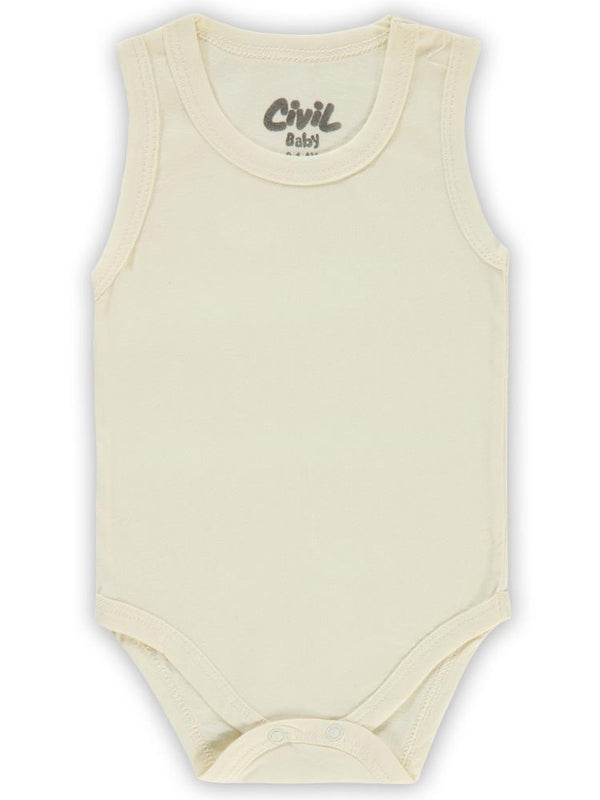 Civil Baby Basic Düz 1-18 Ay Çıtçıtlı Badi - Ekru