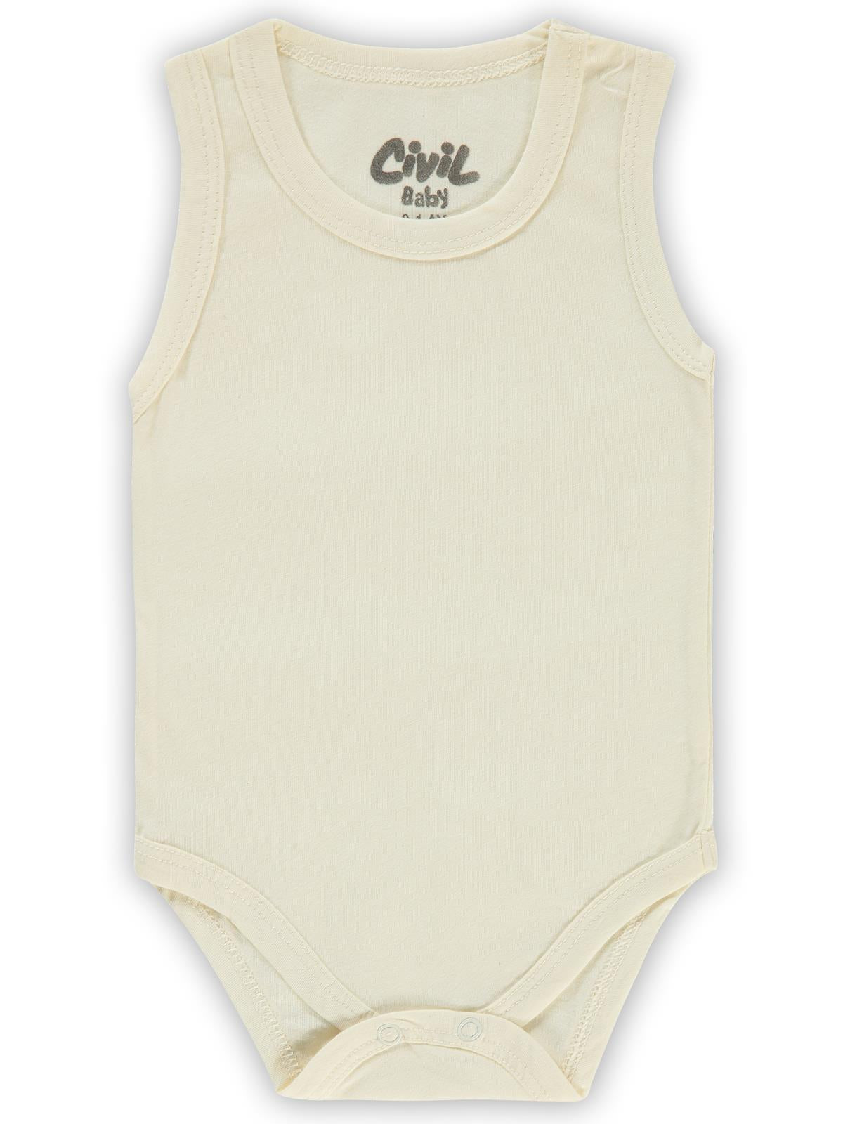 Civil Baby Basic Düz 1-18 Ay Çıtçıtlı Badi - Ekru
