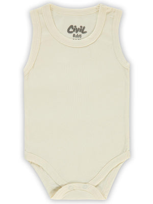 Civil Baby Basic Düz 1-18 Ay Çıtçıtlı Badi - Ekru