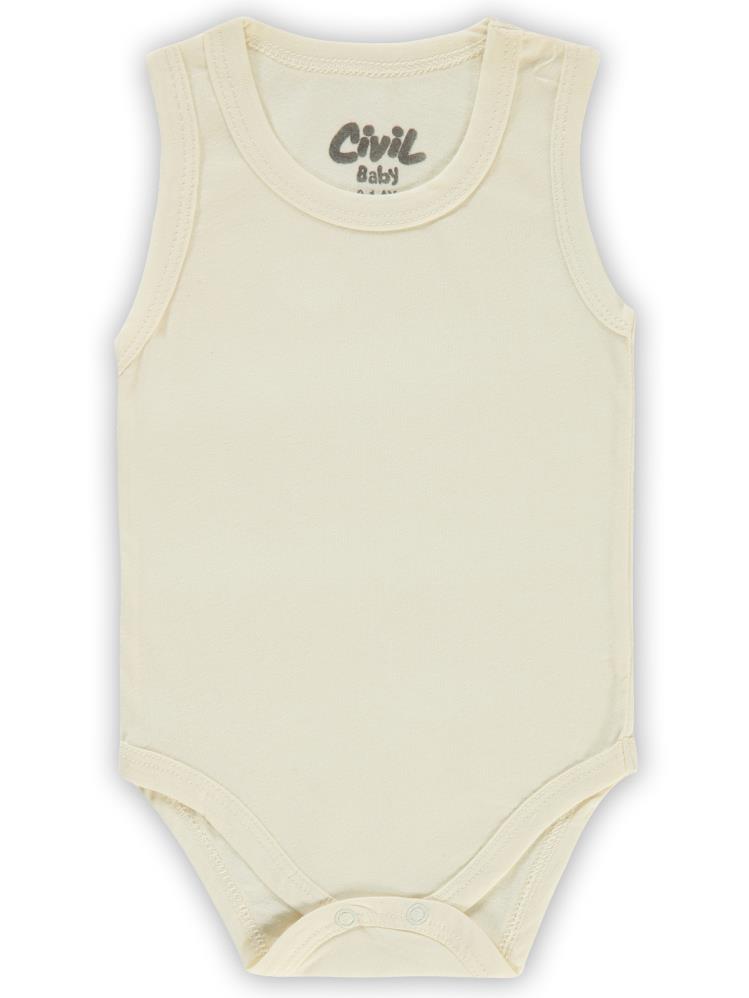 Civil Baby Basic Düz 1-18 Ay Çıtçıtlı Badi - Ekru