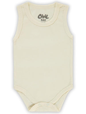 Civil Baby Basic Düz 1-18 Ay Çıtçıtlı Badi - Ekru