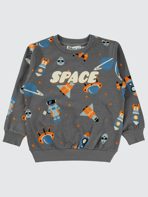 Civil Boys Space World Empirmeli 2-5 Yaş Sweatshirt - Gri