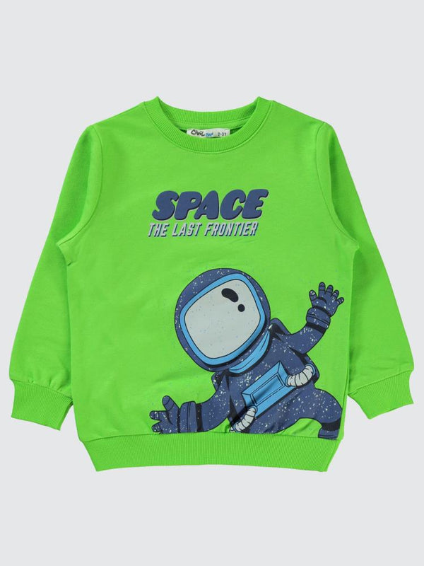 Civil Boys Astronot Baskılı 2-5 Yaş Sweatshirt - Yeşil