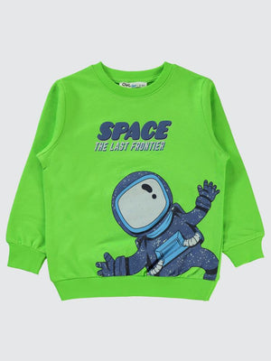 Civil Boys Astronot Baskılı 2-5 Yaş Sweatshirt - Yeşil