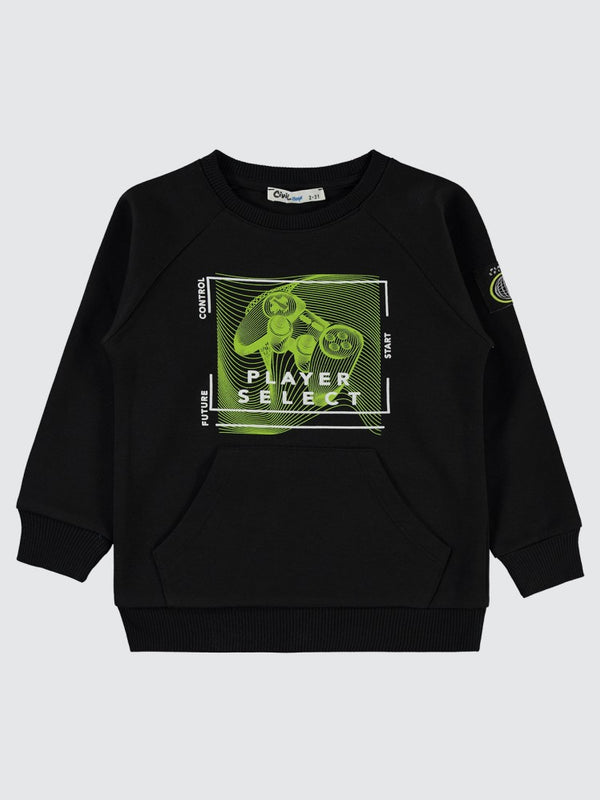 Civil Boys Player Baskılı 2-5 Yaş Sweatshirt - Siyah