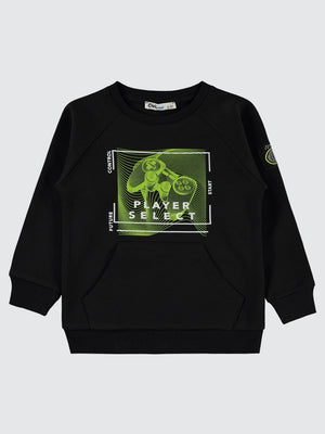 Civil Boys Player Baskılı 2-5 Yaş Sweatshirt - Siyah