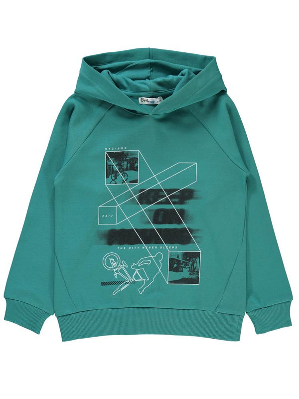 Civil Boys Moving Baskılı 10-13 Yaş Sweatshirt - Yeşil