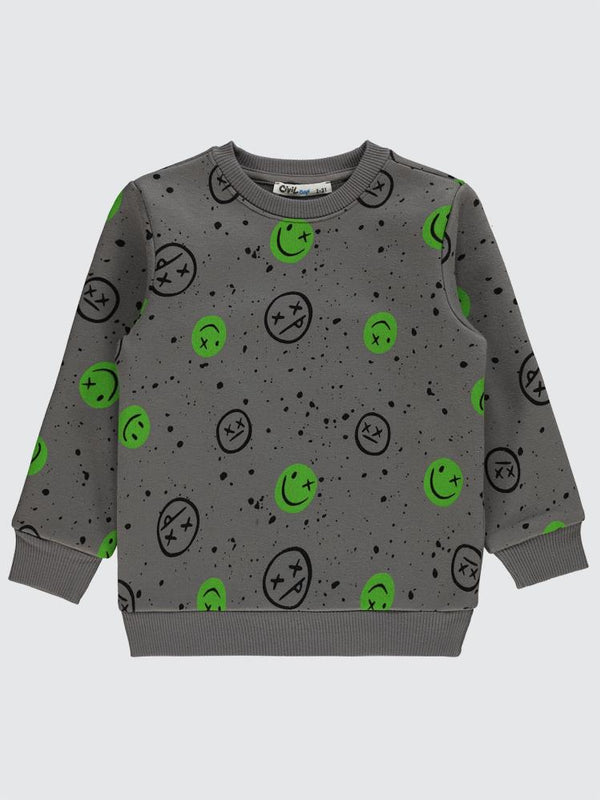 Civil Boys Emoji Empirme 2-5 Yaş Sweatshirt - Gri