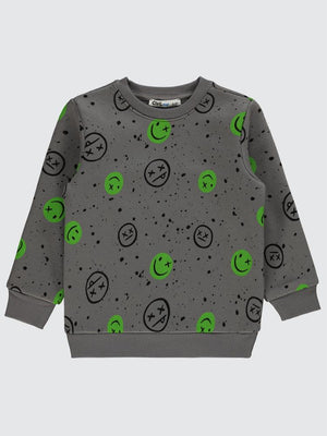 Civil Boys Emoji Empirme 2-5 Yaş Sweatshirt - Gri