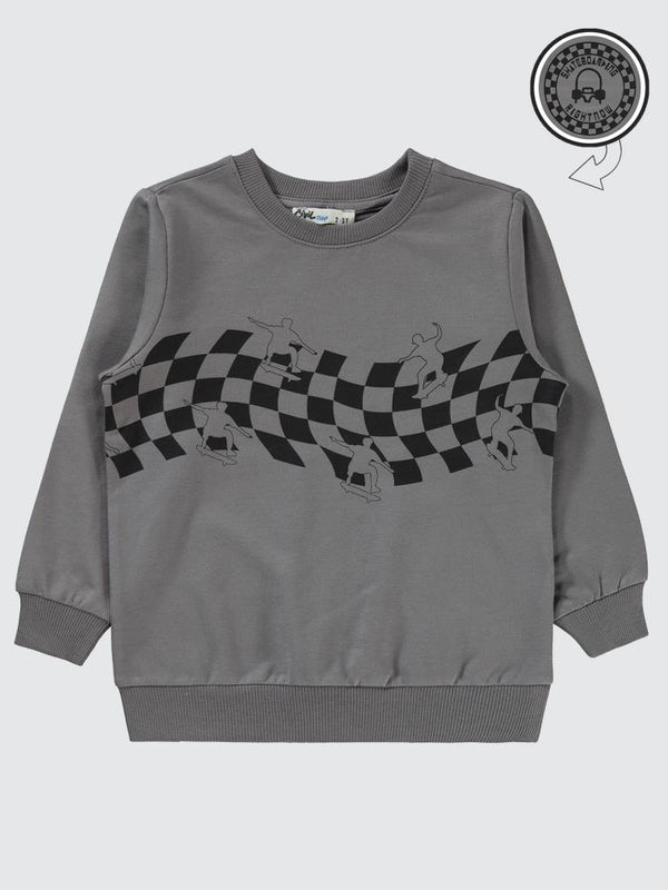Civil Boys Skate Dama Baskılı 2-5 Yaş Sweatshirt - Gri