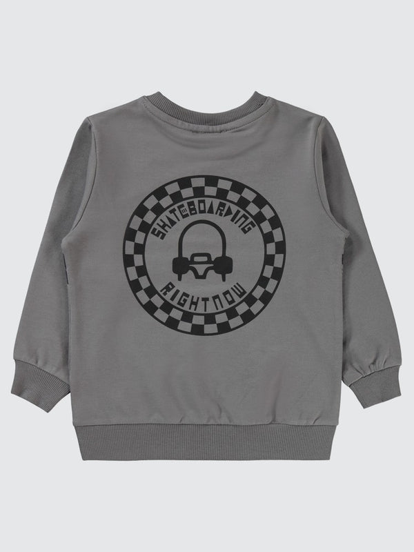 Civil Boys Skate Dama Baskılı 2-5 Yaş Sweatshirt - Gri
