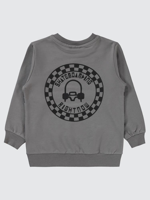Civil Boys Skate Dama Baskılı 2-5 Yaş Sweatshirt - Gri