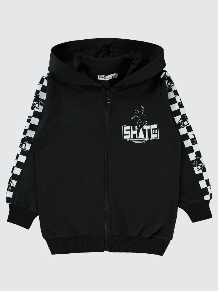 Civil Boys Skate Dama Baskılı 2-5 Yaş Hırka - Siyah