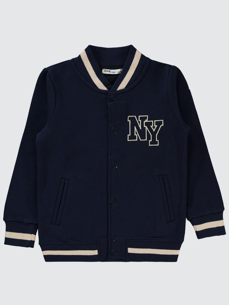 Civil Boys NY Baskılı Nakışlı 10-13 Yaş Hırka - Lacivert