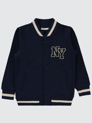 Civil Boys NY Baskılı Nakışlı 10-13 Yaş Hırka - Lacivert