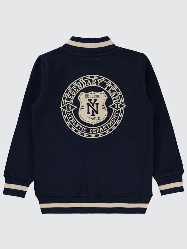 Civil Boys NY Baskılı Nakışlı 6-9 Yaş Hırka - Lacivert