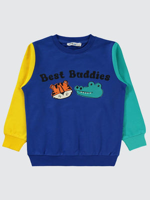 Civil Boys Best Buddıes Baskılı 2-5 Yaş Sweatshirt - Mavi