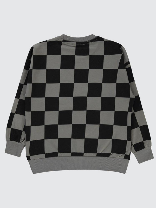Civil Boys Renkli Dama Empirme Racer Baskılı 6-9 Yaş Sweatshirt - Gri