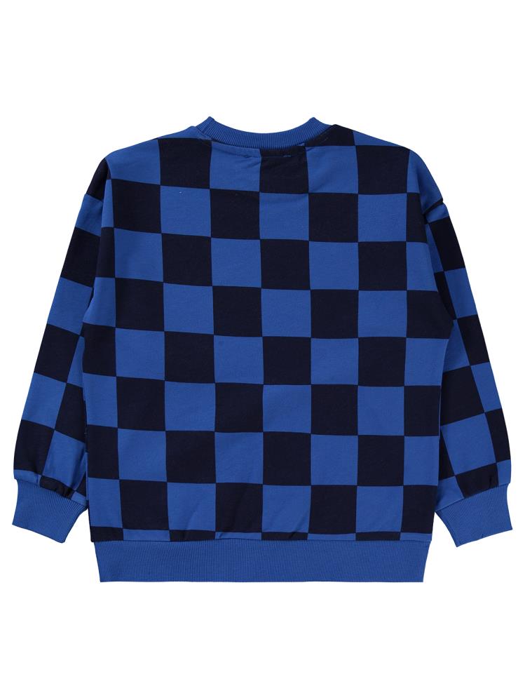 Civil Boys Renkli Dama Empirme Racer Baskılı 6-9 Yaş Sweatshirt - Mavi