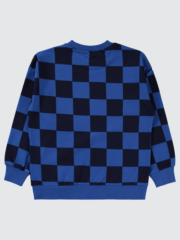 Civil Boys Renkli Dama Empirme Racer Baskılı 6-9 Yaş Sweatshirt - Mavi