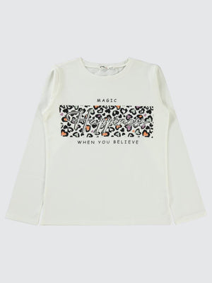Civil Girls Happıness Baskılı 10-13 Yaş Sweatshirt - Ekru