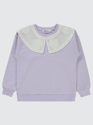 Civil Girls 2 İplik Yakalı 6-9 Yaş Sweatshirt - Lila