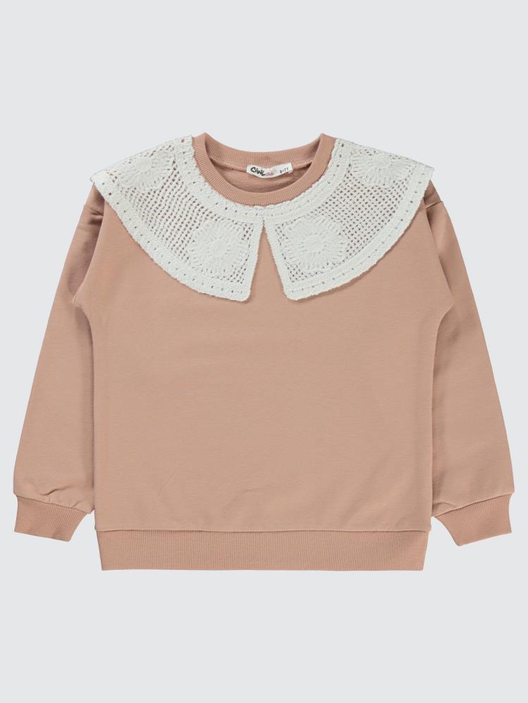 Civil Girls 2 İplik Yakalı 6-9 Yaş Sweatshirt - Turuncu