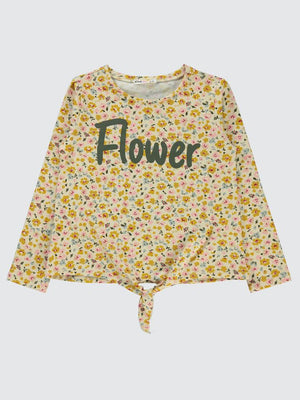 Civil Girls Mini Çiçek Empirme Baskılı 6-9 Yaş Sweatshirt - Beyaz