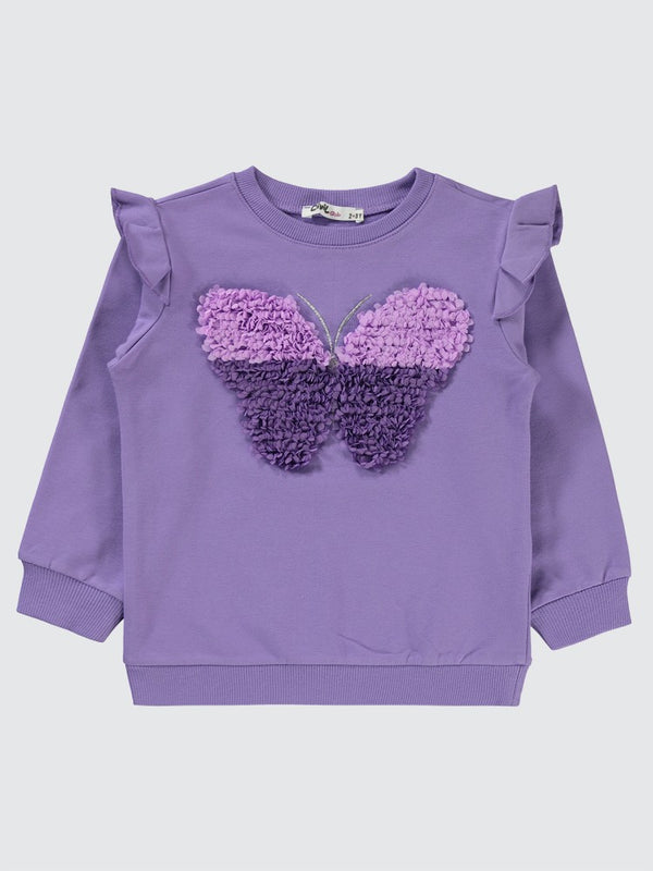 Civil Girls Kelebek Laseli 2-5 Yaş Sweatshirt - Lila
