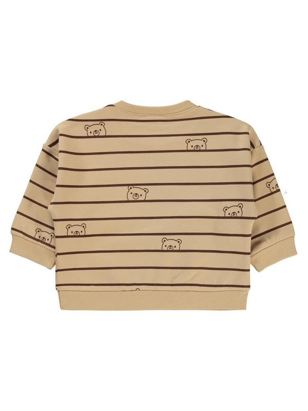 Civil Baby Çizgili Ayıcık Empirmeli 6-18 Ay Sweatshirt - Kahverengi