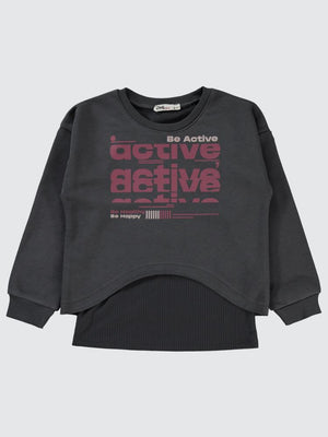 Civil Girls Active Baskılı 10-13 Yaş Sweatshirt - Gri