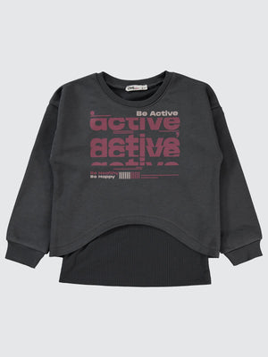 Civil Girls Active Baskılı 10-13 Yaş Sweatshirt - Gri