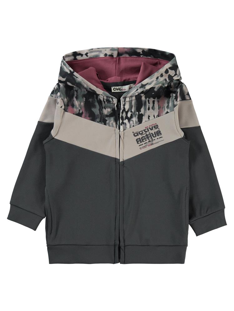 Civil Girls Active Baskılı Scuba 2-5 Yaş Hırka - Gri