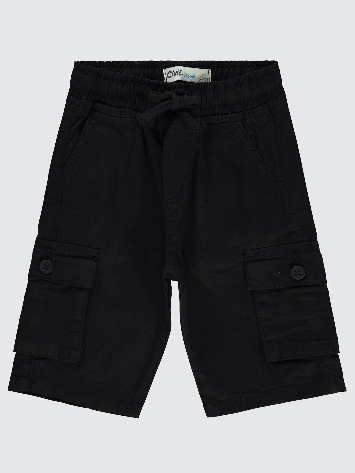Civil Boys Beli Lastikli Yan Cepli 2-5 Yaş Kapri - Siyah
