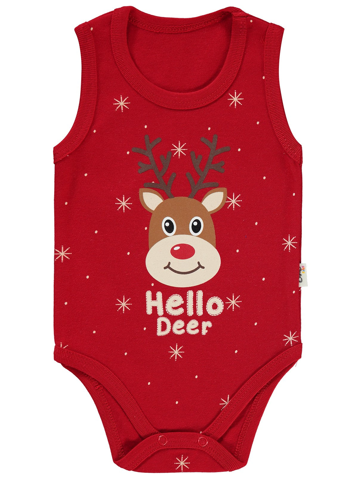 Civil Baby Geyik Baskıl 1-18 Ay Çıtçıtlı Badi - Kırmızı