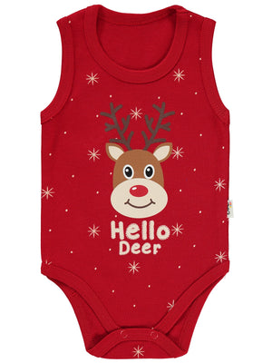 Civil Baby Geyik Baskıl 1-18 Ay Çıtçıtlı Badi - Kırmızı