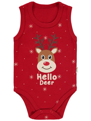 Civil Baby Geyik Baskıl 1-18 Ay Çıtçıtlı Badi - Kırmızı