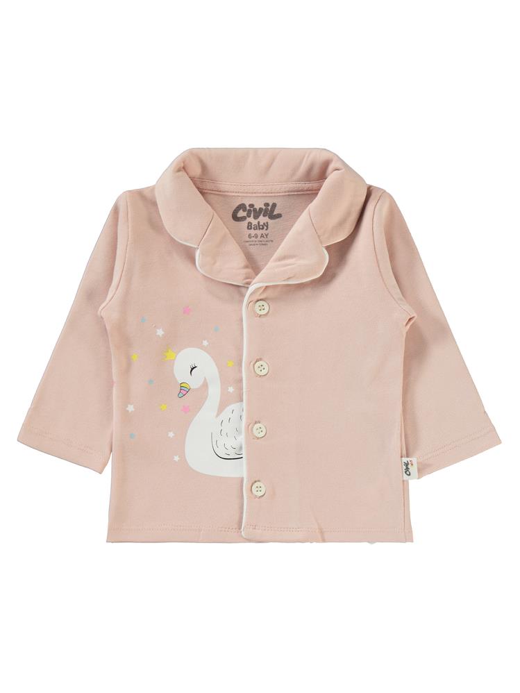 Civil Baby Kuğu Baskılı 6-18 Ay Pijama Takımı - Pudra