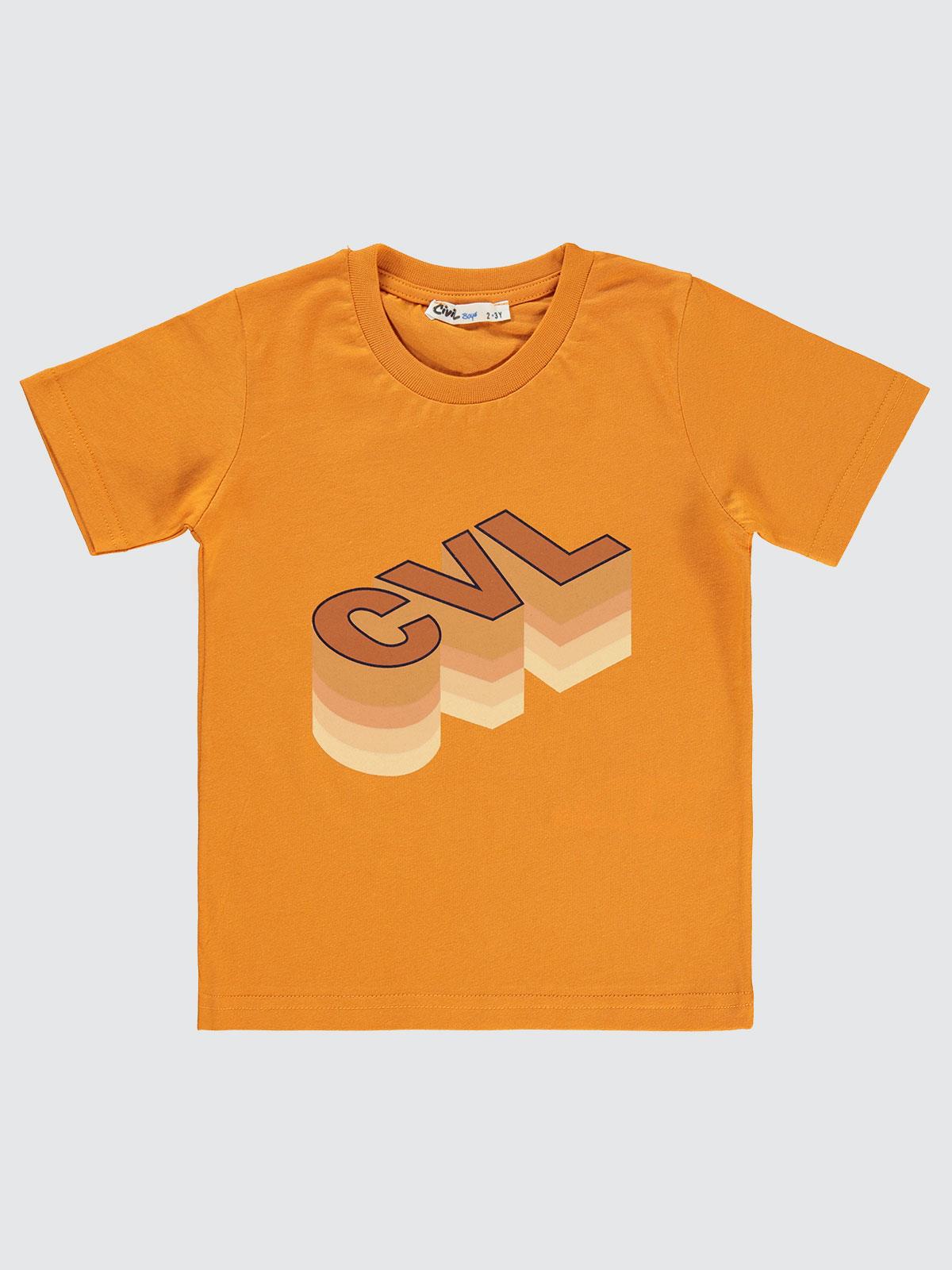 Civil Boys Cvl Baskılı 2-5 Yaş Tişört - Turuncu