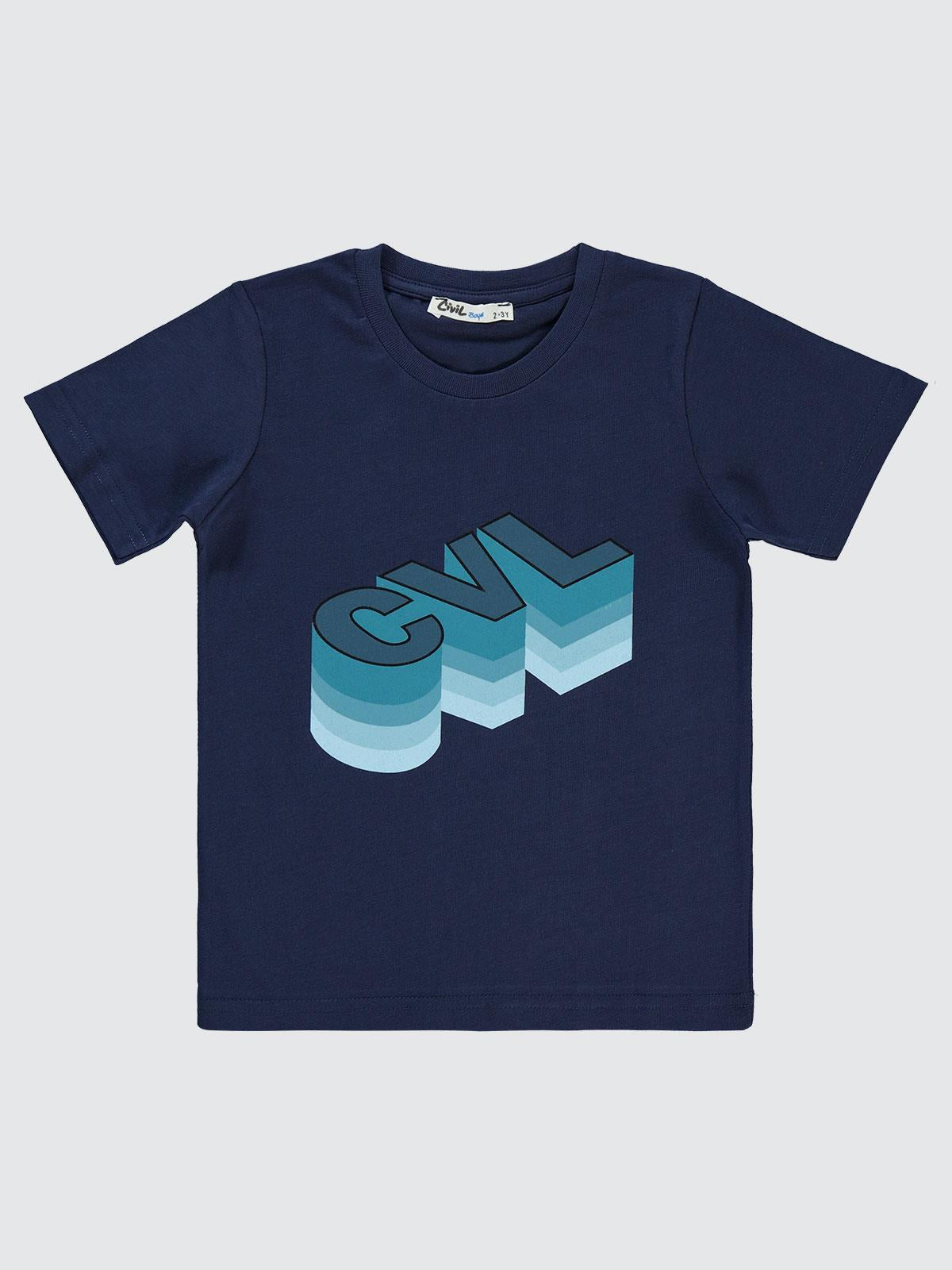 Civil Boys Cvl Baskılı 2-5 Yaş Tişört - Lacivert
