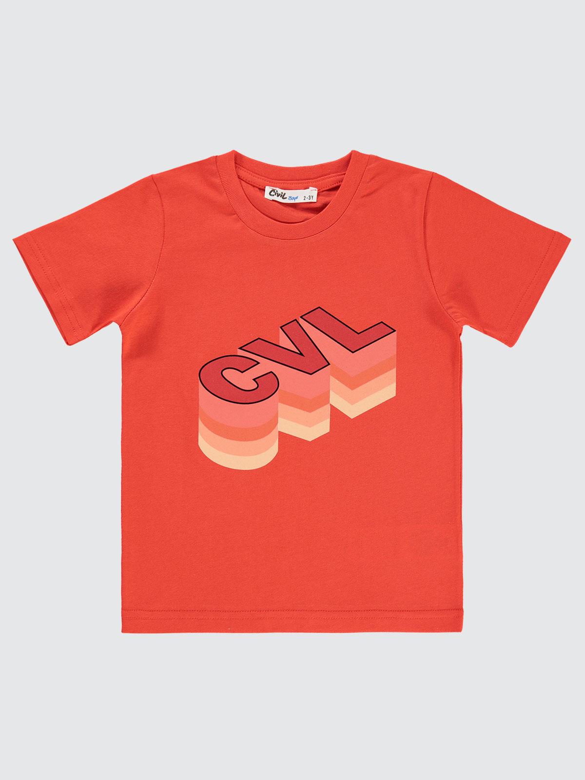 Civil Boys Cvl Baskılı 2-5 Yaş Tişört - Kırmızı