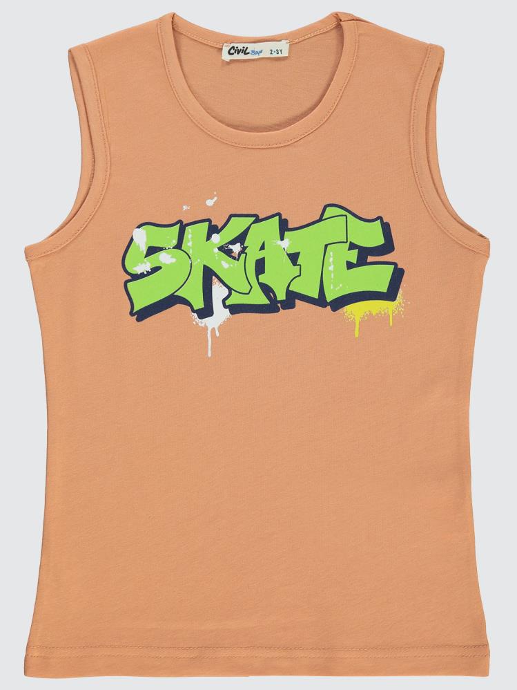 Civil Boys Skate Baskılı 2-5 Yaş Tişört - Turuncu