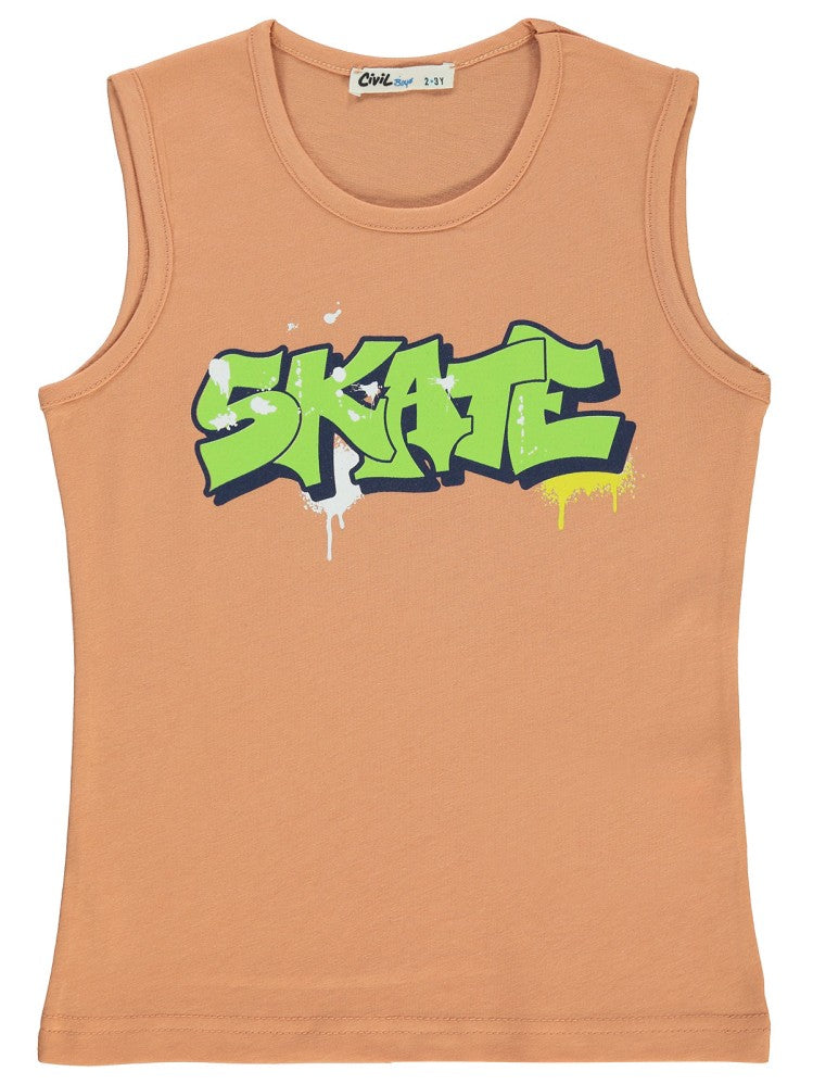 Civil Boys Skate Baskılı 2-5 Yaş Tişört - Turuncu