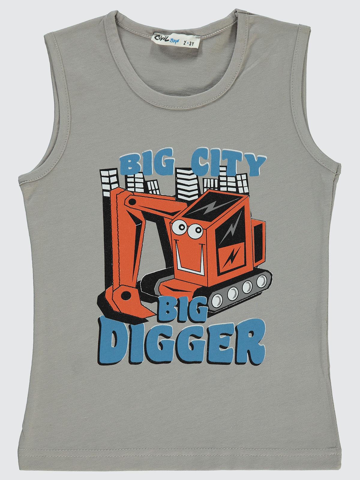 Civil Boys Bıg City Dıgger Baskılı 2-5 Yaş Tişört - Gri
