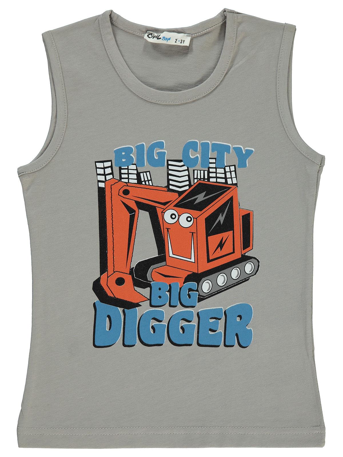 Civil Boys Bıg City Dıgger Baskılı 2-5 Yaş Tişört - Gri